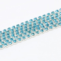 Brass Material Silver Close Claw Cup Aquamarine Rhinestone Glass Chaton Chain Suppliers